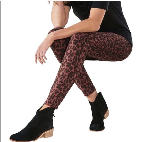Soft Surroundings leopard high rise skinny ankle pants- size 6P - red/black - Picture 1 of 10
